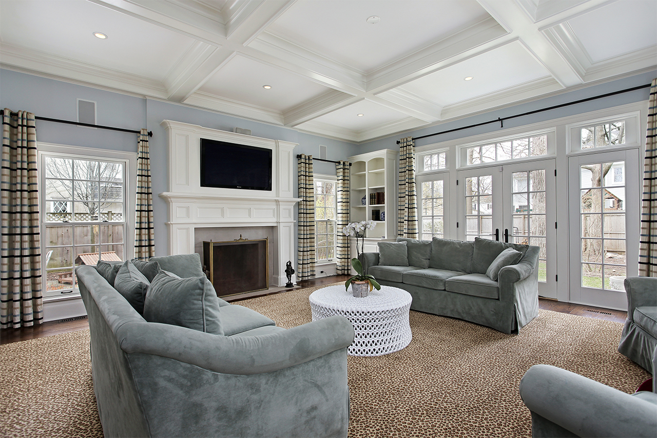 large grey and brown family room