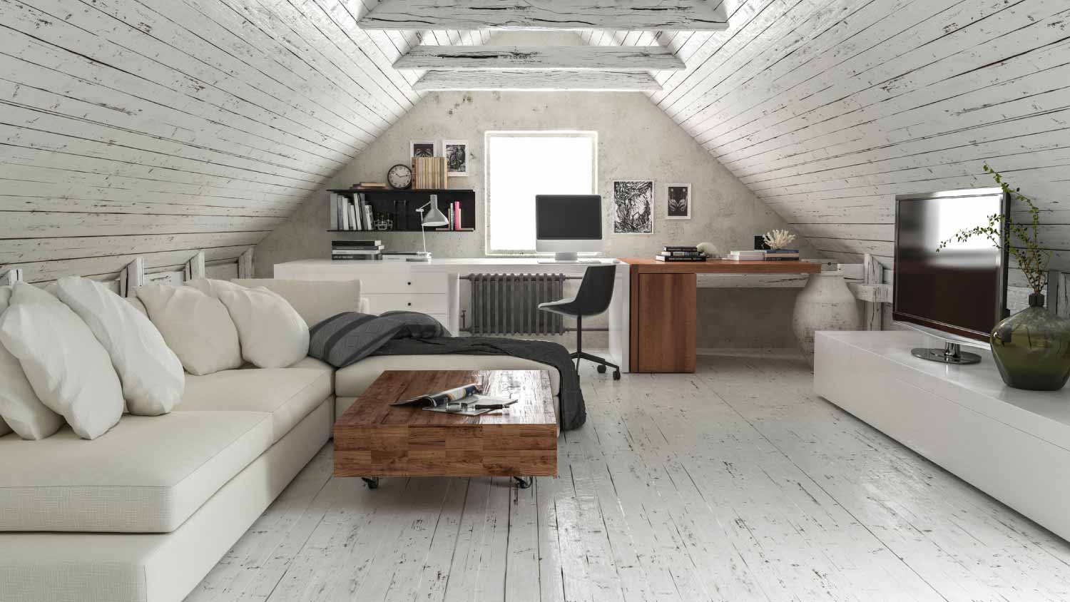 Home interior attic interior