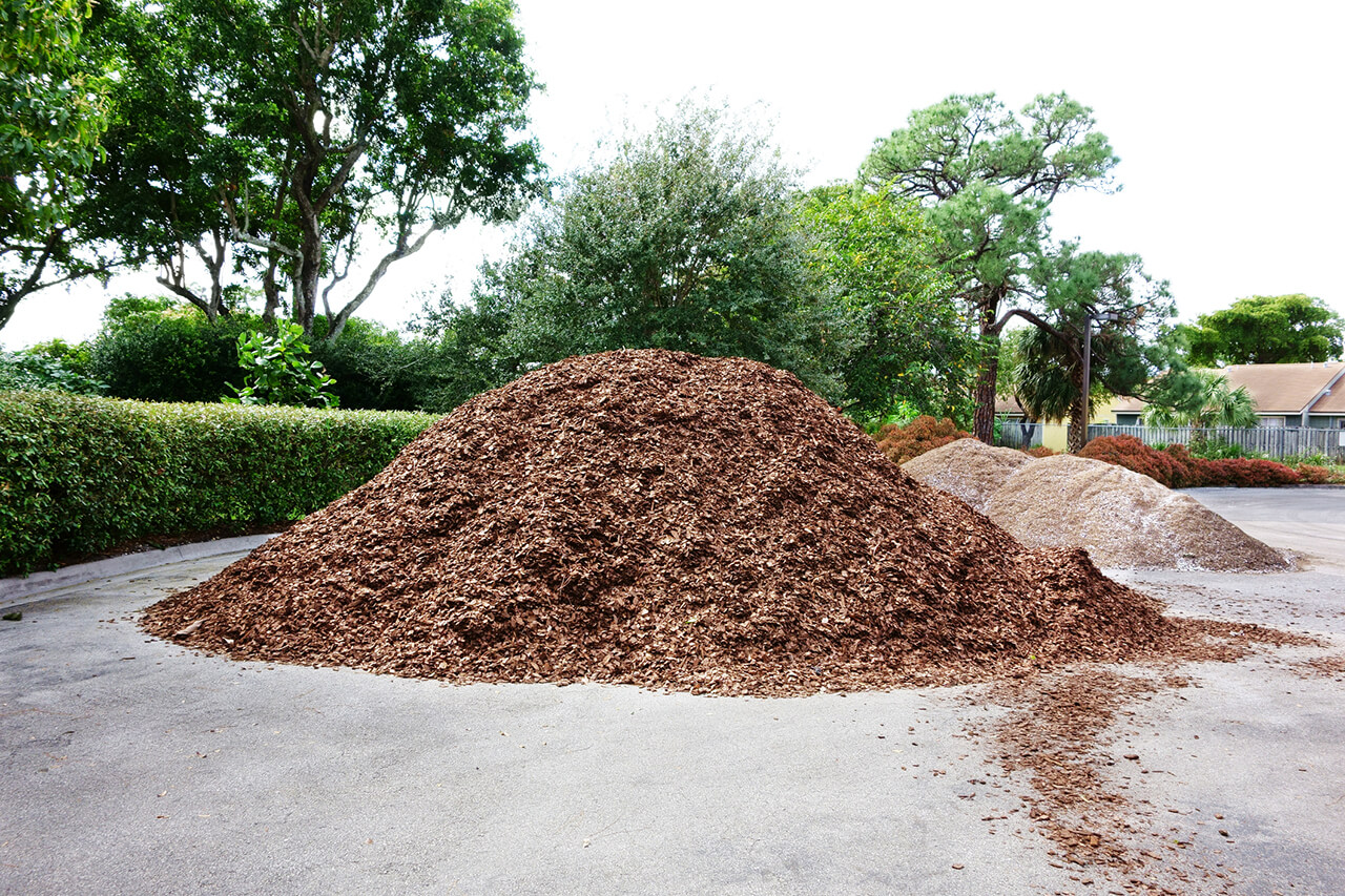 pile of mulch delivered to home for landscaping