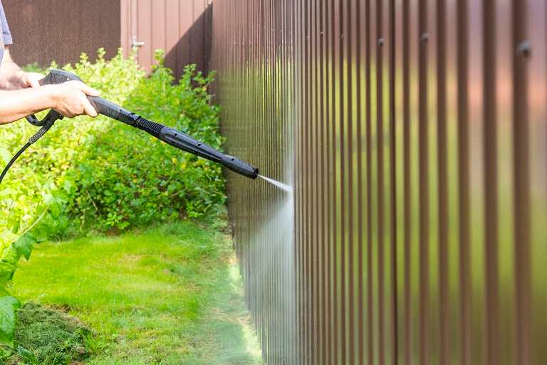 Power wash fence