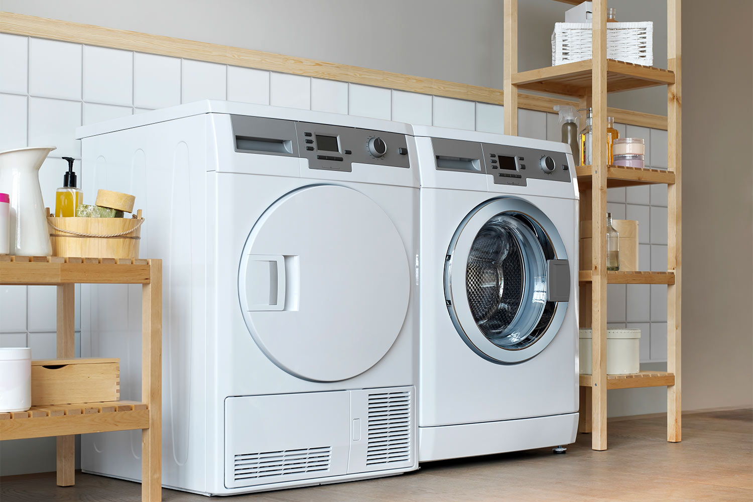 washer and dryer in laundry room