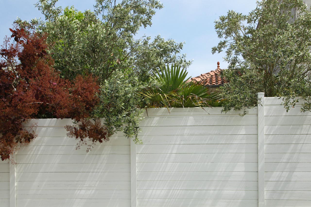 A white composite fencing